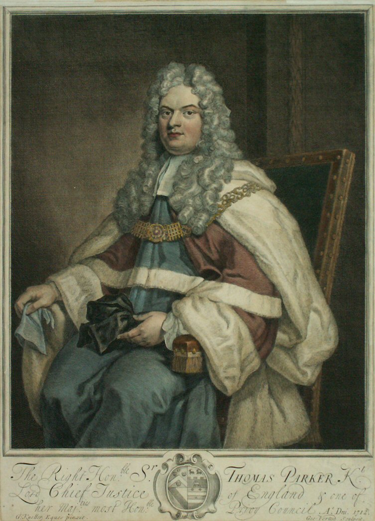 Print - The Right Honble Sr. Thomas Parker Kt. Lord Chief Justice of England & one of her Majties most Honble. Privy Council Ao. Dni.1712. - Vertue